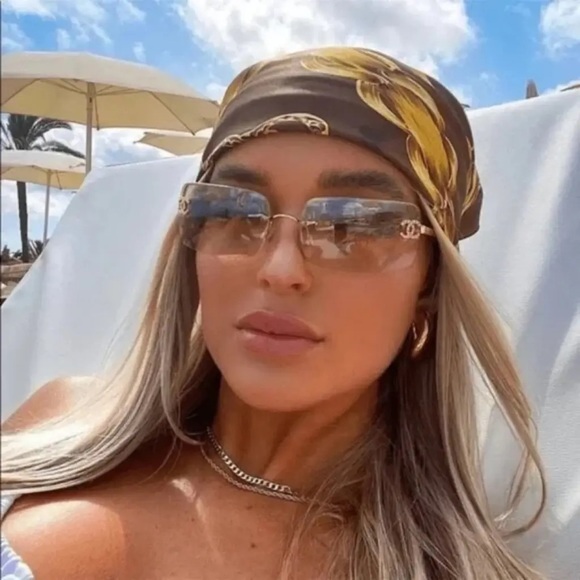 Chanel Gold Rimless Rhinestone Sunglasses - Picture 4 of 7